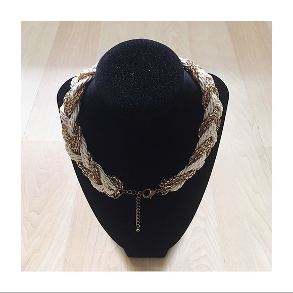 Cream & Gold Braided Necklace - Picture 4 of 5